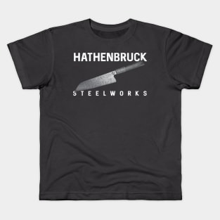 Hathenbruck Steelworks Damascus Bunka White lettering Kids T-Shirt